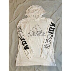 ADIDAS Kids Hooded Jersey w/Logos on Sleeves - Size Kids L 14/16